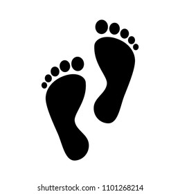 Human feet black silhouette. Footprint with toes symbol icon.	