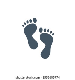 Human feet black silhouette. Footprint with toes symbol icon. Stock Vector illustration isolated on white background.