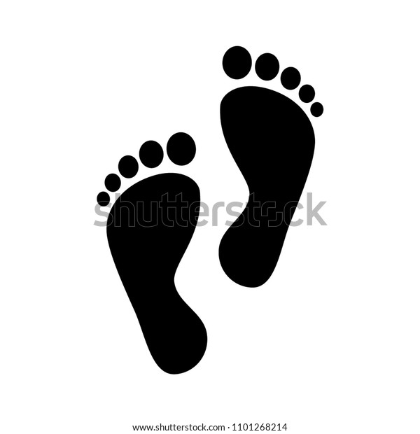 人間の足の黒いシルエット 足の指の付いた機器シンボルアイコン のベクター画像素材 ロイヤリティフリー