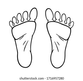 Human feet black silhouette. Symbol footprint with toes. Foot print brush. Coloring style