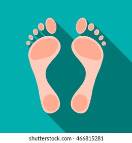 Human feet icon in flat style isolated with long shadow