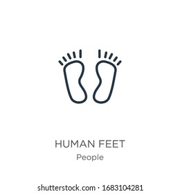 Human feet icon. Thin linear human feet outline icon isolated on white background from people collection. Line vector sign, symbol for web and mobile