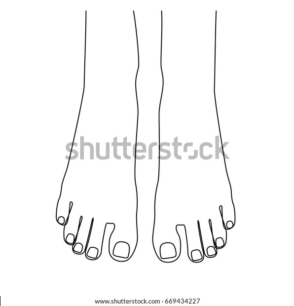 Human Feet Line Drawing Vector Illustration Stock Vector (Royalty Free