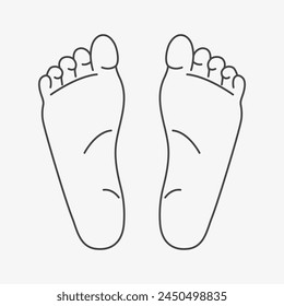 Human feet line icon. Barefoot sole. Man imprint. Vector illustration 