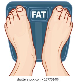 Human feet on the scale