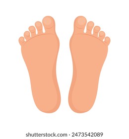 Menschliche Füße auf weißem Hintergrund, Anatomie der menschlichen Sohle. Footprint-Illustration, Human Footprint-Symbol