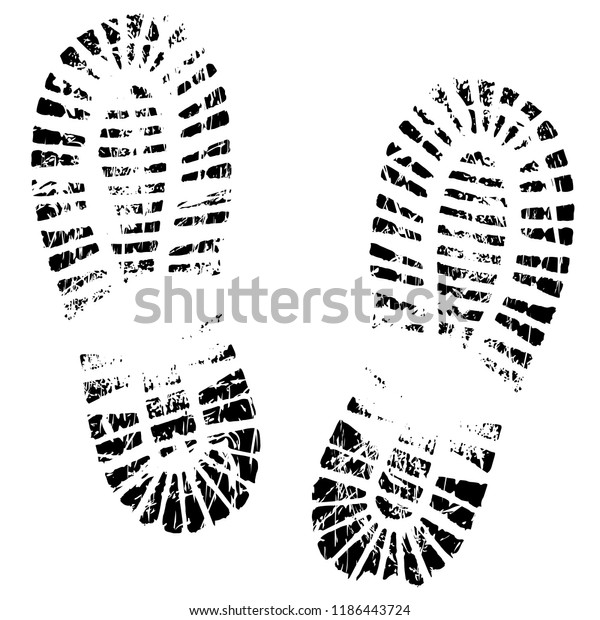 Human feet print, footprints shoe silhouette.\
Isolated on white background, vector icon. Footstep, steps, trail,\
sneaker, boot