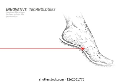 Human Feet Toe 3D Low Poly Render. Polygonal White Medical Healthcare Painful Area. Medicine Poster Triangle Point Line Leg Anatomical Woman Foot Vector Illustration