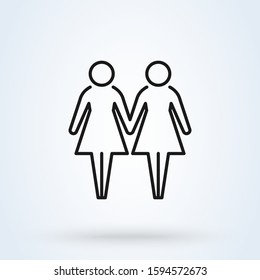 human female lesbian, Simple vector modern icon design illustration.