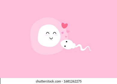 Human fertilization (sperm and egg) vector illustration.