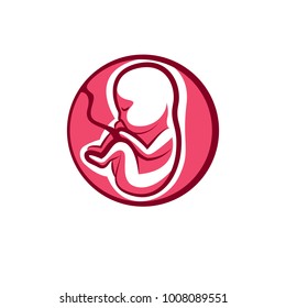 Human fetus hand-drawn vector illustration isolated on white. New life conceptual symbol.