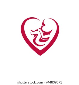 Human fetus hand-drawn vector illustration isolated on white. New life conceptual symbol.