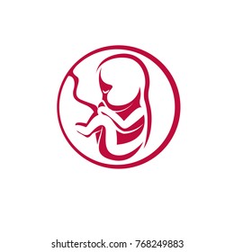 Human fetus hand-drawn vector illustration isolated on white. New life conceptual symbol.