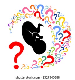 Human fetus inside the womb. Design element for pregnancy theme. Maternity, motherhood, baby.  Baby Desire.  Fetus. Logo.  Vector illustration