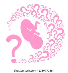 Human fetus inside the womb. Design element for pregnancy theme. Maternity, motherhood, baby.  Baby Desire.  Fetus. Logo.  Vector illustration