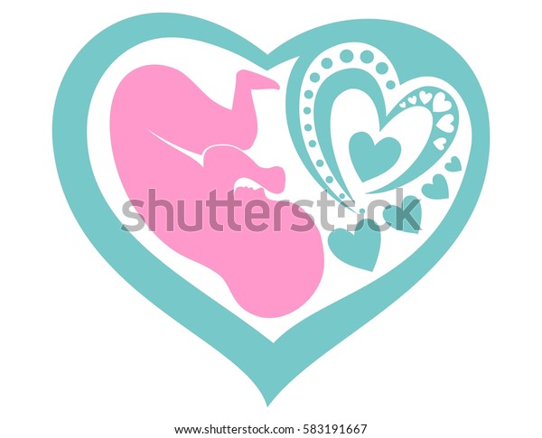 Human Fetus Inside Womb Heart Vector Stock Vector (Royalty Free ...