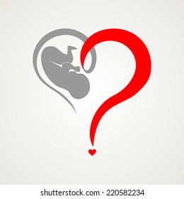 Human fetus inside the womb. Vector Illustration