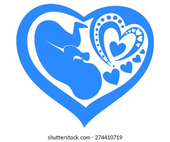Human fetus inside the womb. Vector Illustration
