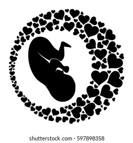 Human fetus inside the womb. Vector Illustration