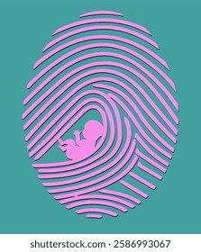 A human fetus is integrated into a fingerprint in an illustration about babies having an identity even before they are born.