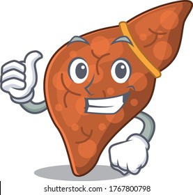 Human fibrosis liver cartoon character design making OK gesture