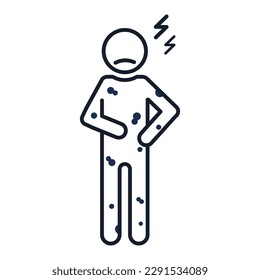 Human figure with allergic dermatitis on white background