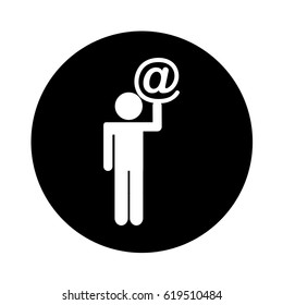 human figure with arroba symbol isolated icon