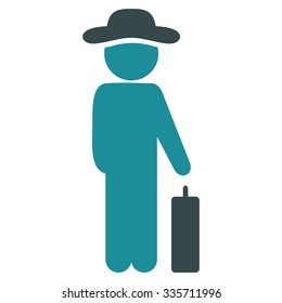 Human Figure Baggage vector icon. Style is bicolor flat symbol, soft blue colors, rounded angles, white background.
