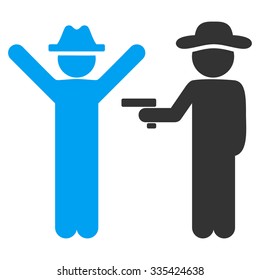 Human Figure Crime vector icon. Style is bicolor flat symbol, blue and gray colors, rounded angles, white background.