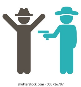 Human Figure Crime vector icon. Style is bicolor flat symbol, grey and cyan colors, rounded angles, white background.