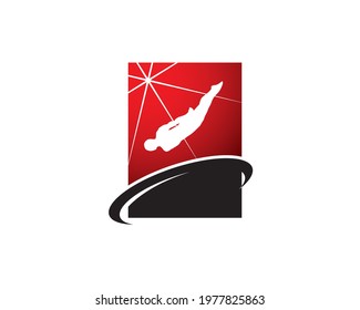 human figure diving levitating with star burst