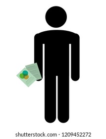 human figure with documents silhouette