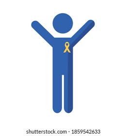 human figure with down syndrome campaign ribbon flat style icon vector illustration design