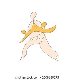 human figure drawn by one line in abstract simple minimal style