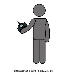 human figure with drone control
