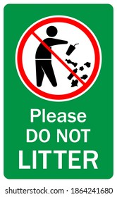 Human figure dropping garbage to the floor with ban symbol. Do not litter sign