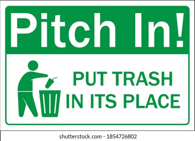 Human figure dropping garbage to a trash can