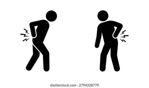 Human figure experiencing lower back pain depicted as a black silhouette