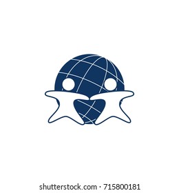 Human Figure With Globe Logo Concept