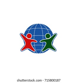 Human Figure With Globe Logo Concept