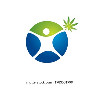 human figure holding marijuana leaf as medicine