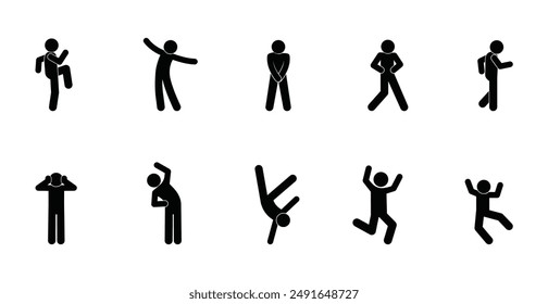 human figure icon, set of human stick silhouettes