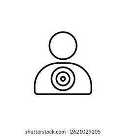 Icono de la figura humana con el símbolo del objetivo, diseño simple y minimalista del Vector
