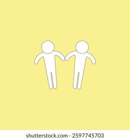 Human figure icon vector illustration on yellow background. Flat icon for apps and websites