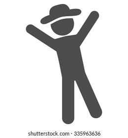 Human Figure Joy vector icon. Style is flat symbol, gray color, rounded angles, white background.