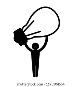 human figure lifting bulb silhouette icon
