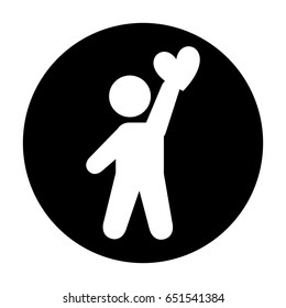 human figure lifting heart silhouette icon