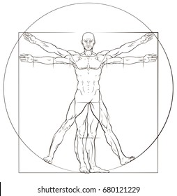 A human figure like Leonard Da Vinci s Vitruvian man anatomy illustration