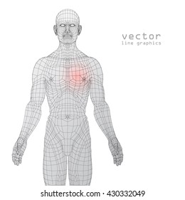 human figure line graphics 3d illustration muscle pain