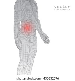 human figure line graphics 3d illustration muscle pain